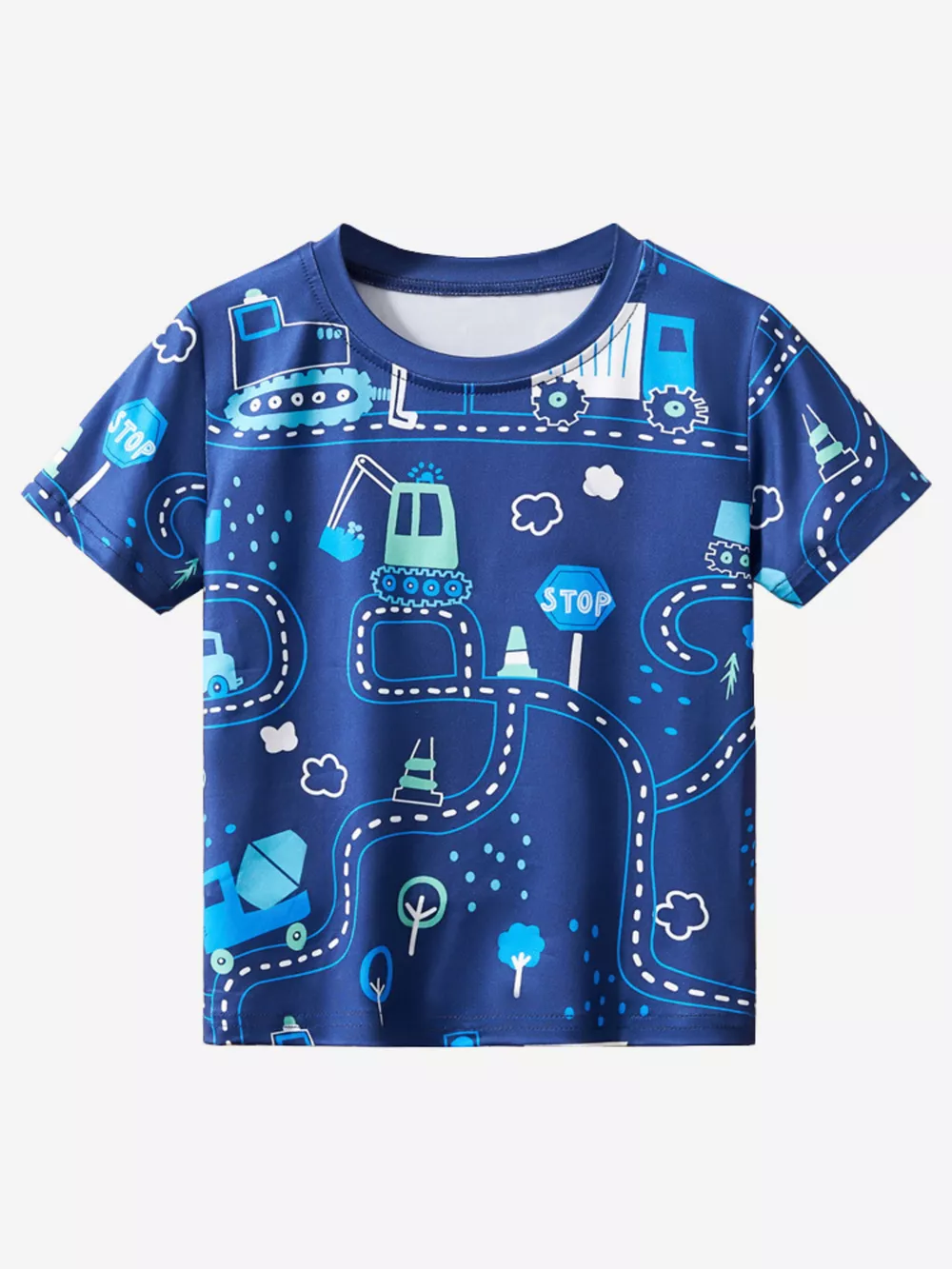 Children's Fun Road Construction Print Short Sleeve Tee, image 2