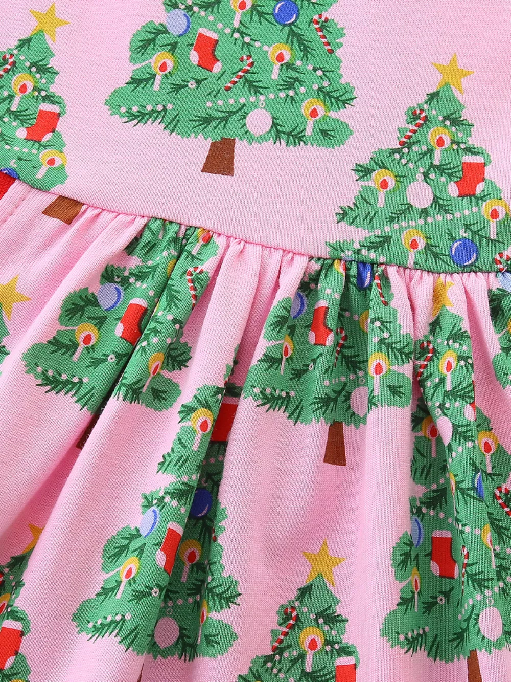 Children's Christmas Tree Print Long Sleeve Dress, image 4