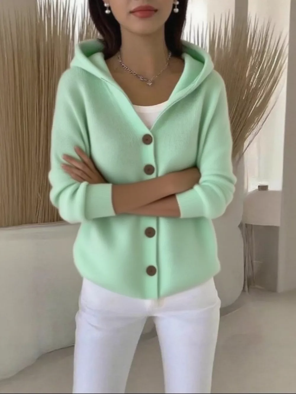 Full Size Hooded Button-Down Knit Cardigan Plus Size, image 27
