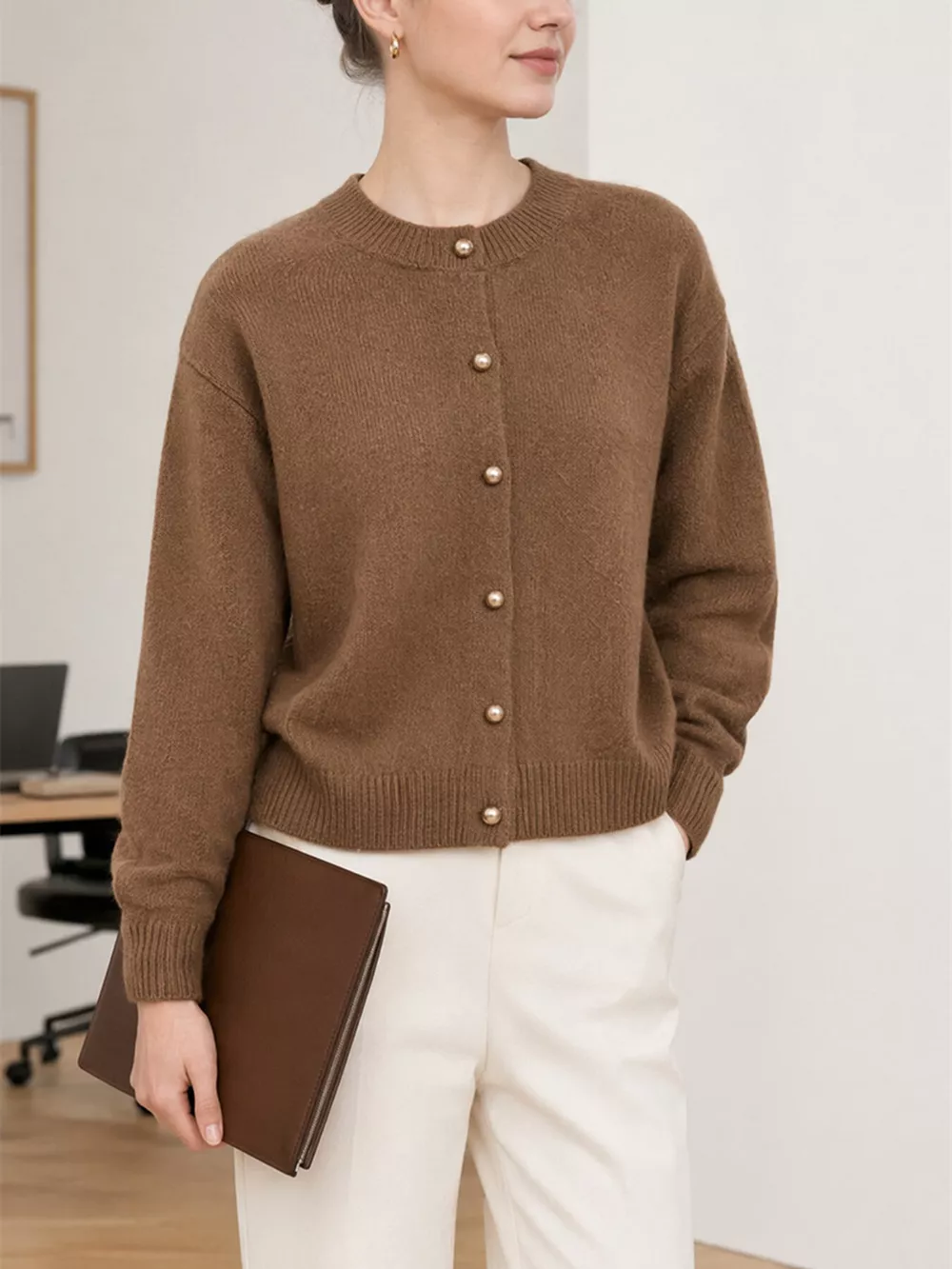 Classic Button-Down Knit Cardigan, image 27