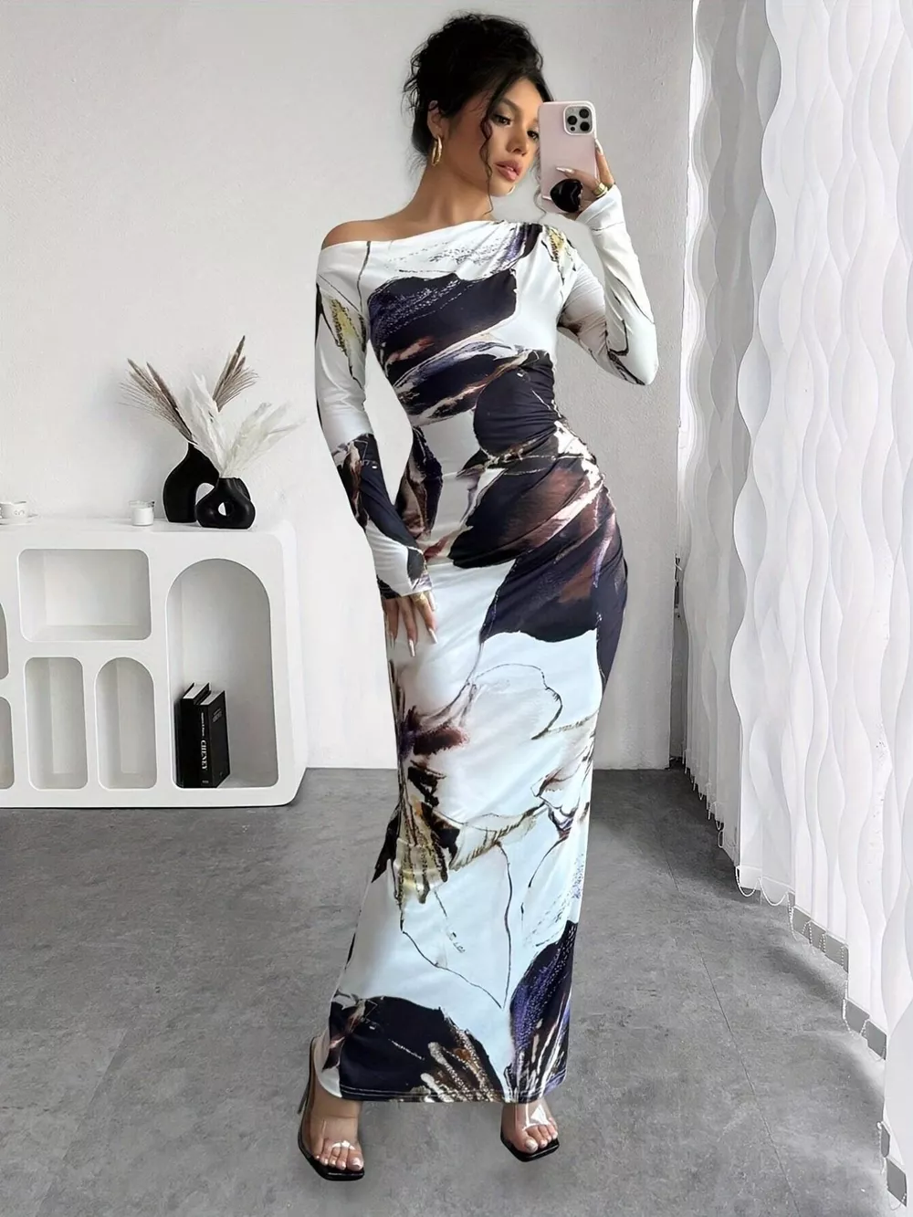 Floral Print One Shoulder Maxi Dress, image 19