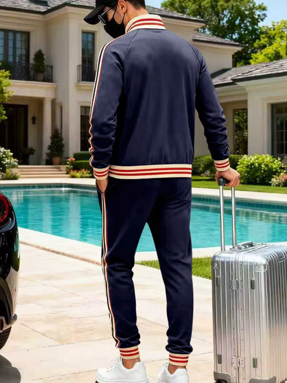 Men's Full Size Striped Zip Up Outerwear and Pants Plus Size, image 6