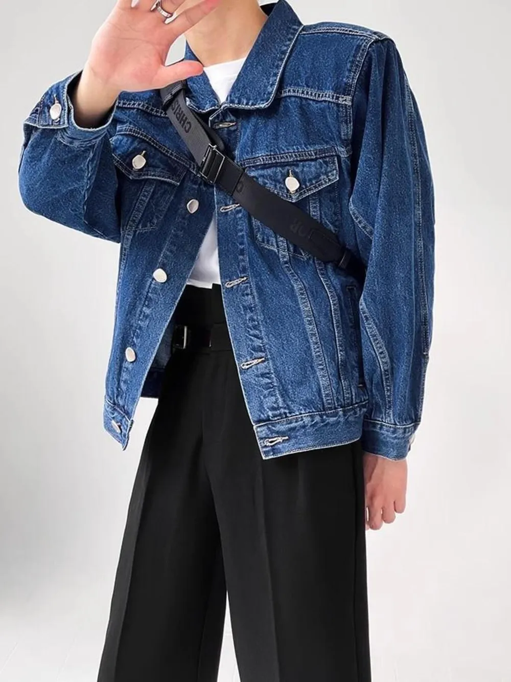 Men's Plus Size Button Up Long Sleeve Denim Jacket, image 3