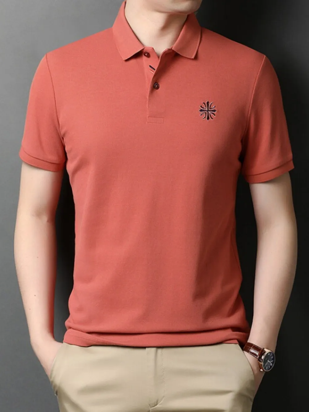 Men's Plus Size Embroidered Slim Fit Polo Shirt, image 2