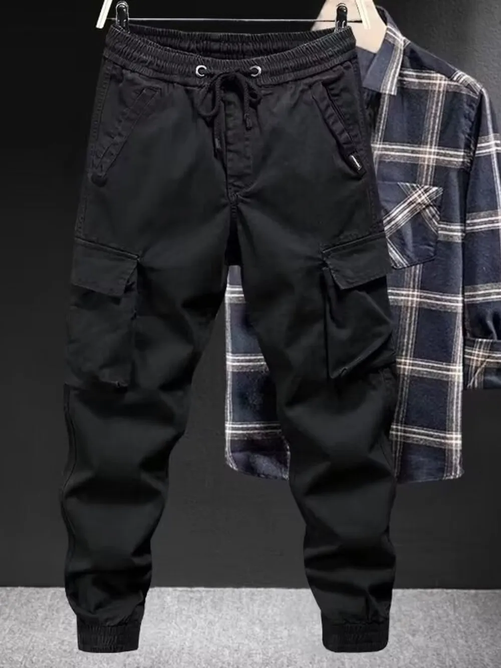 Men's Plus Size Drawstring Joggers with Pockets