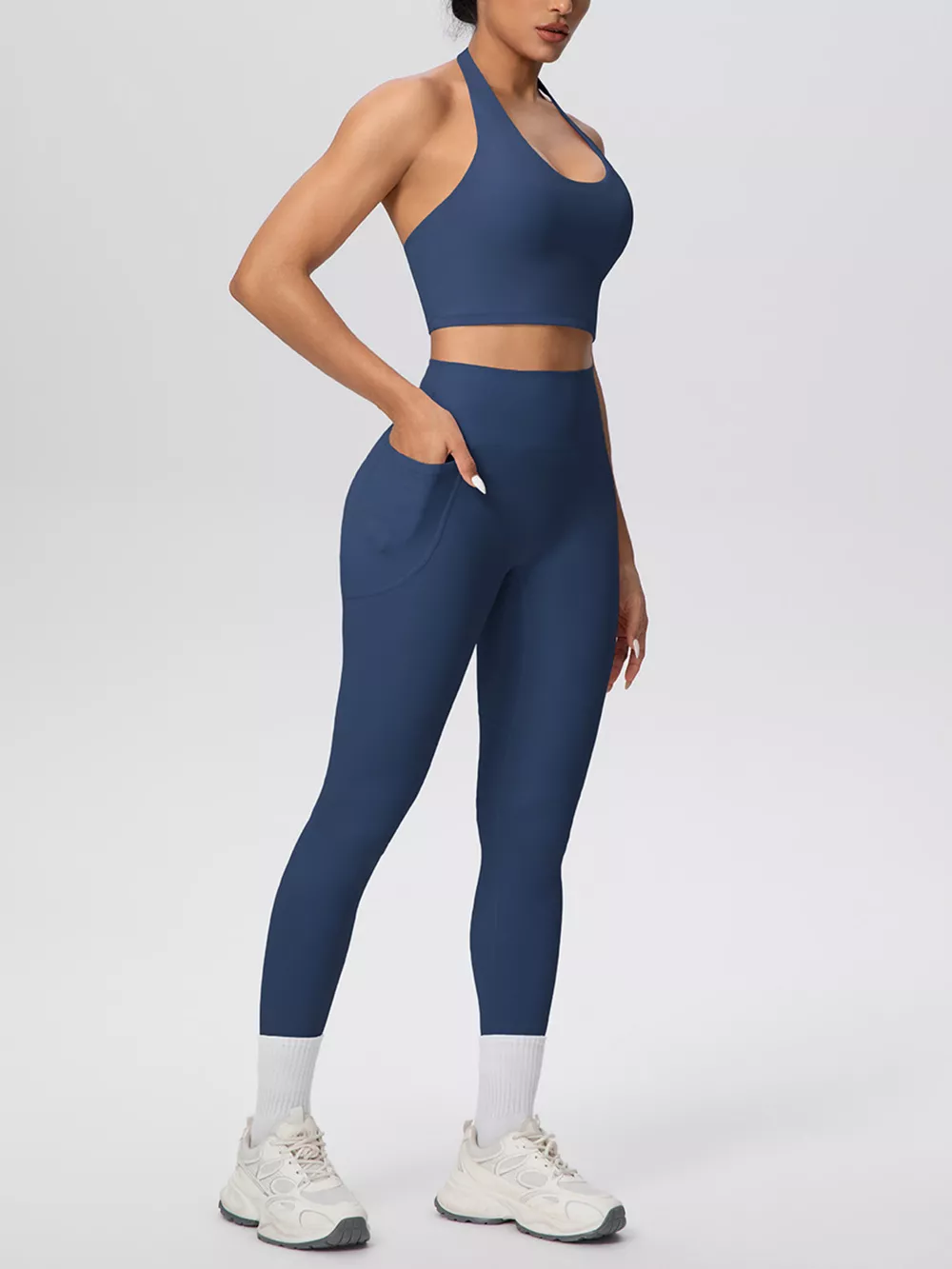 Halter Neck Crop Top and High-Waisted Leggings Active Set, image 13