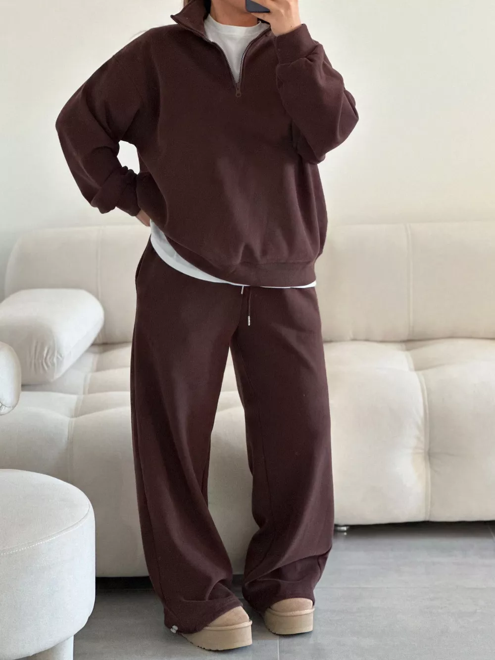 Quarter-Zip Top and Wide-Leg Sweatpants Set, image 15