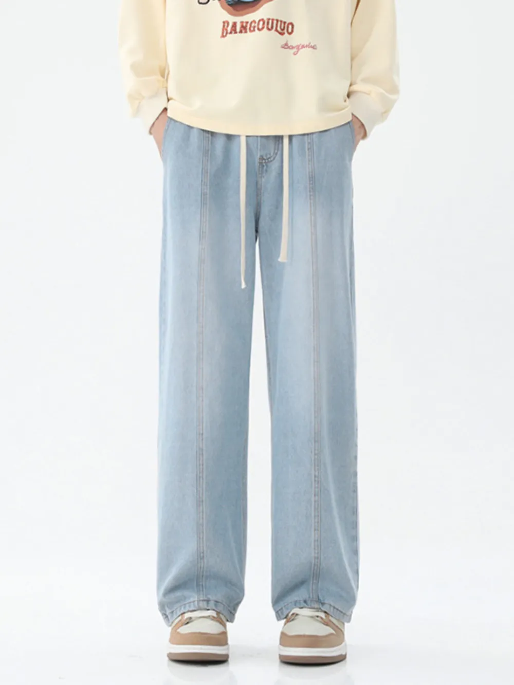 Men's Full Size Drawstring Wide Leg Jeans Plus Size, image 12