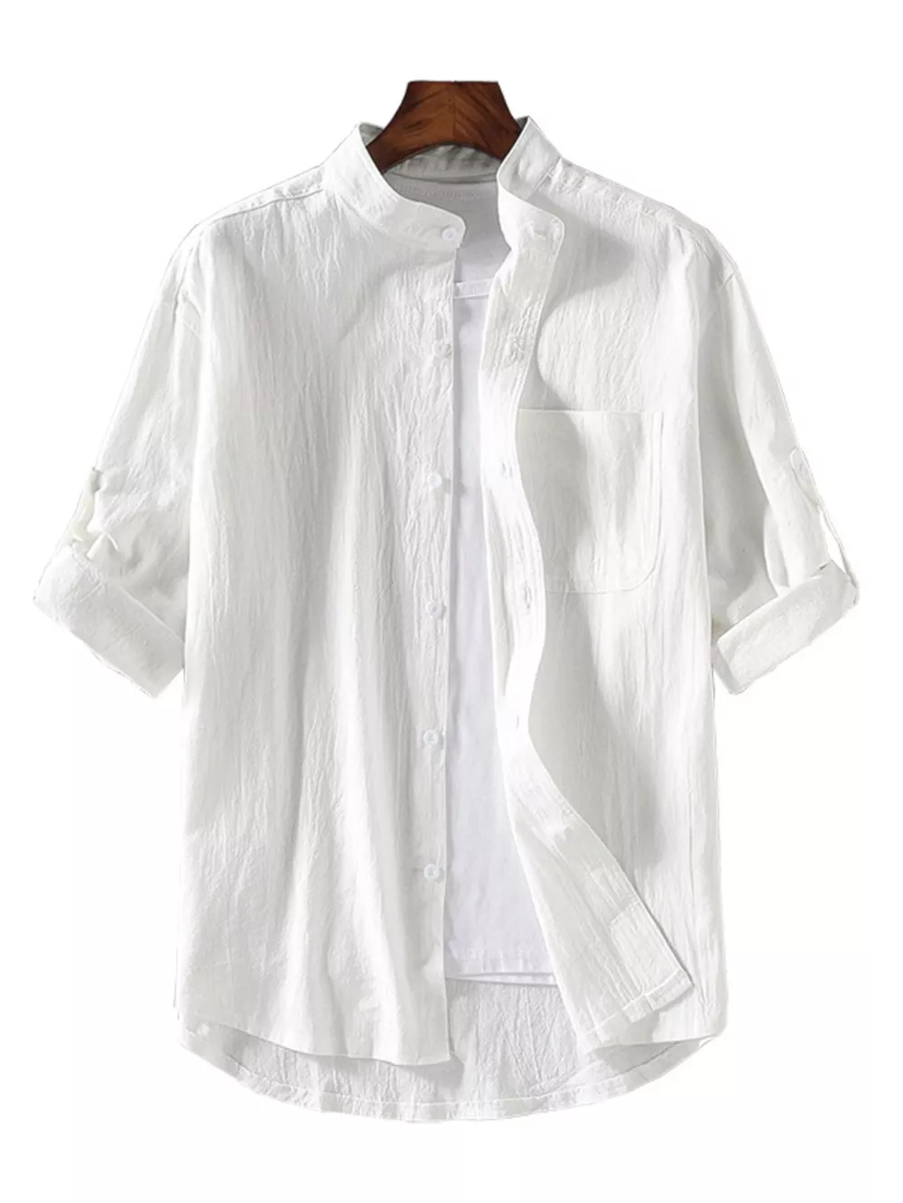 Men's Plus Size Casual Loose Fit Button Up Shirt, image 3
