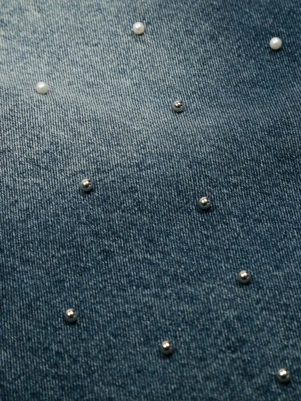 Men's Pearl Embellished Wide Leg Denim Shorts, image 6