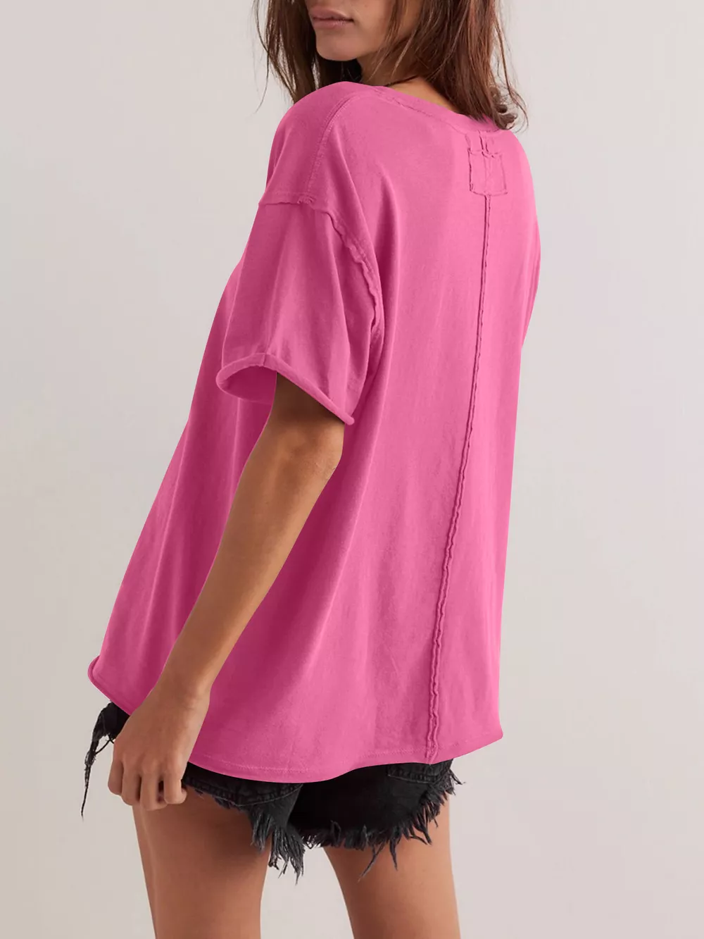 Casual Loose Fit Solid Color T-Shirt, image 2
