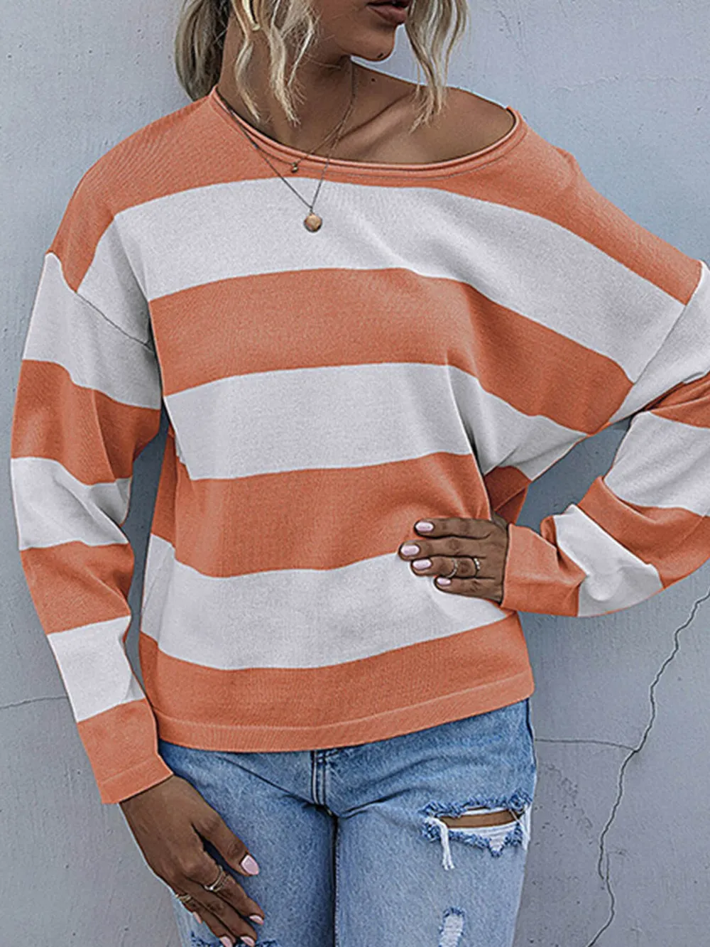 Striped Casual Long Sleeve Knit Top, image 15