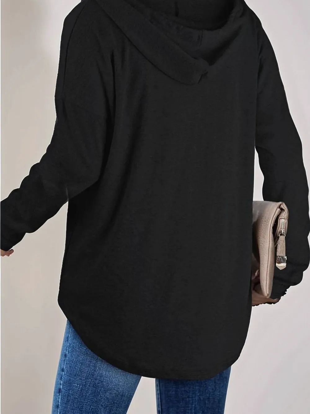 Full Size Drawstring Long Sleeve Hoodie Plus Size, image 6
