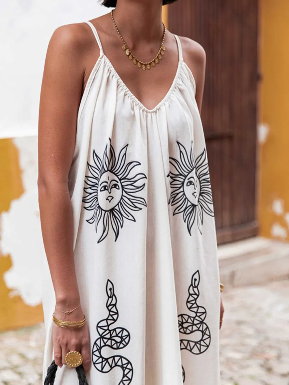 Printed V-neck Summer Maxi Dress, image 10