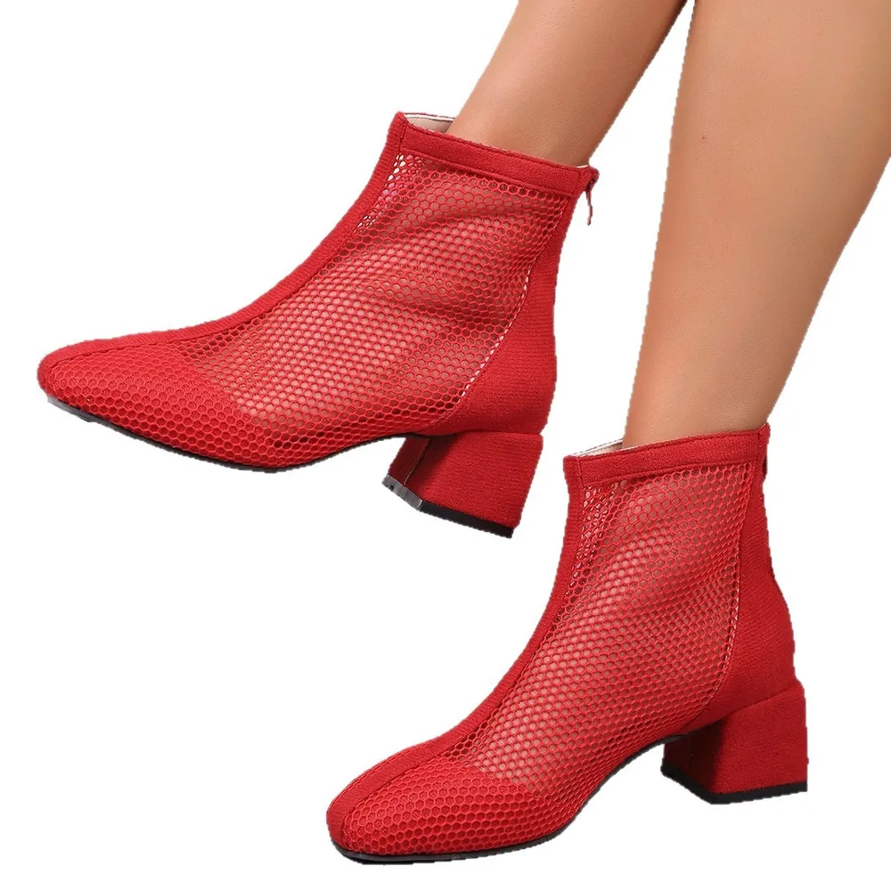 Mesh Block Heel Boots, image 8