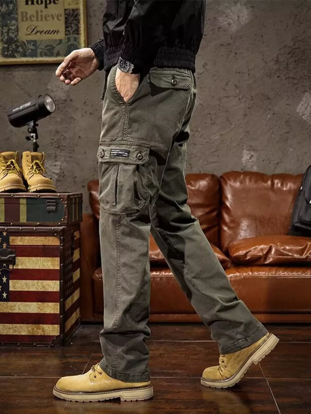 Men's Plus Size Multi-Pocket Cargo Pants, image 6