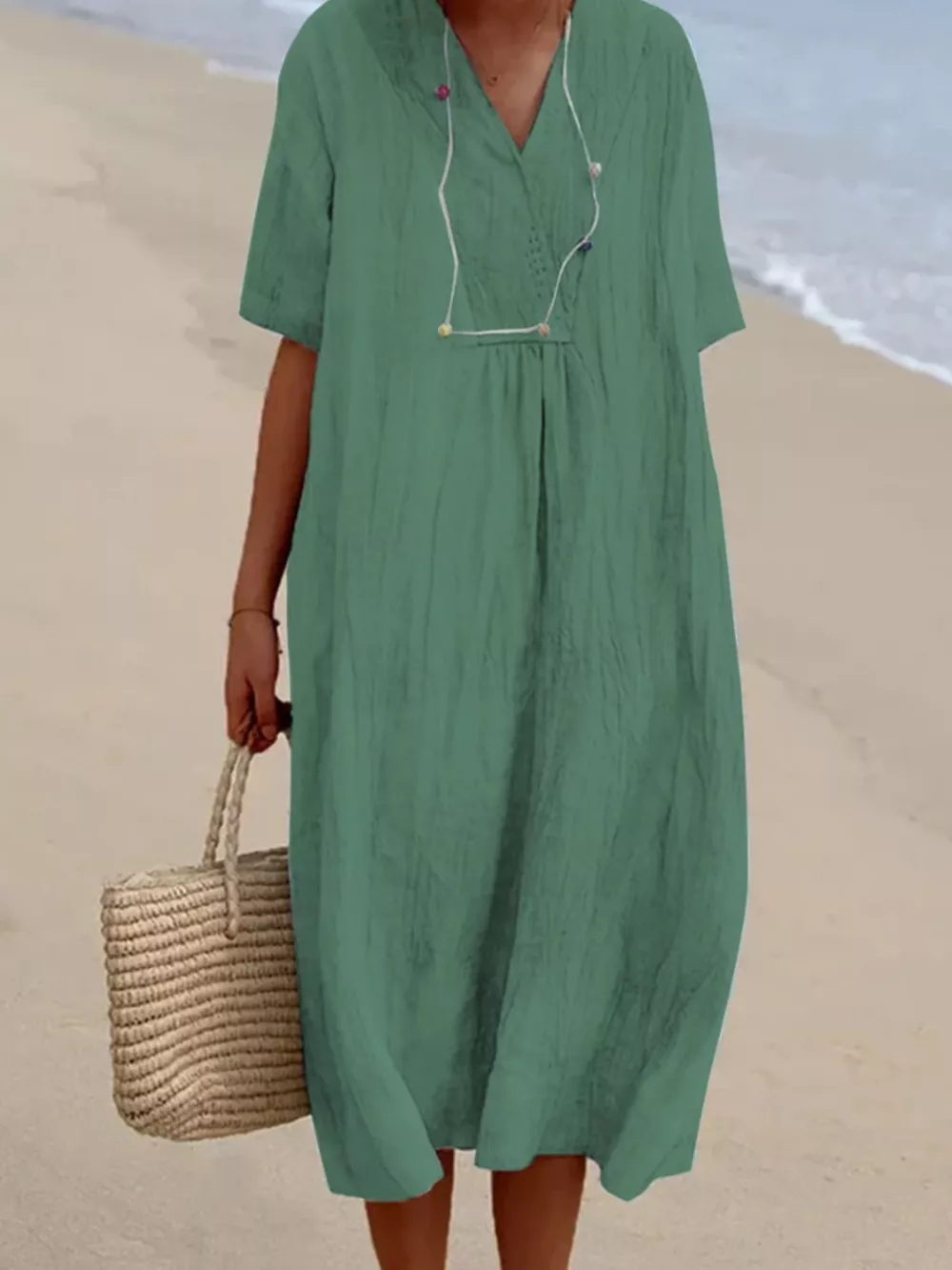 Casual Loose Short Sleeve Midi Dress, image 9