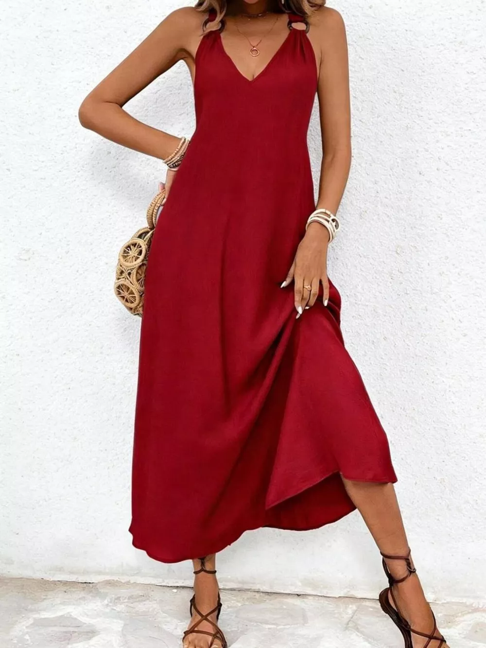 V-Neck Sleeveless Midi Dress, image 5
