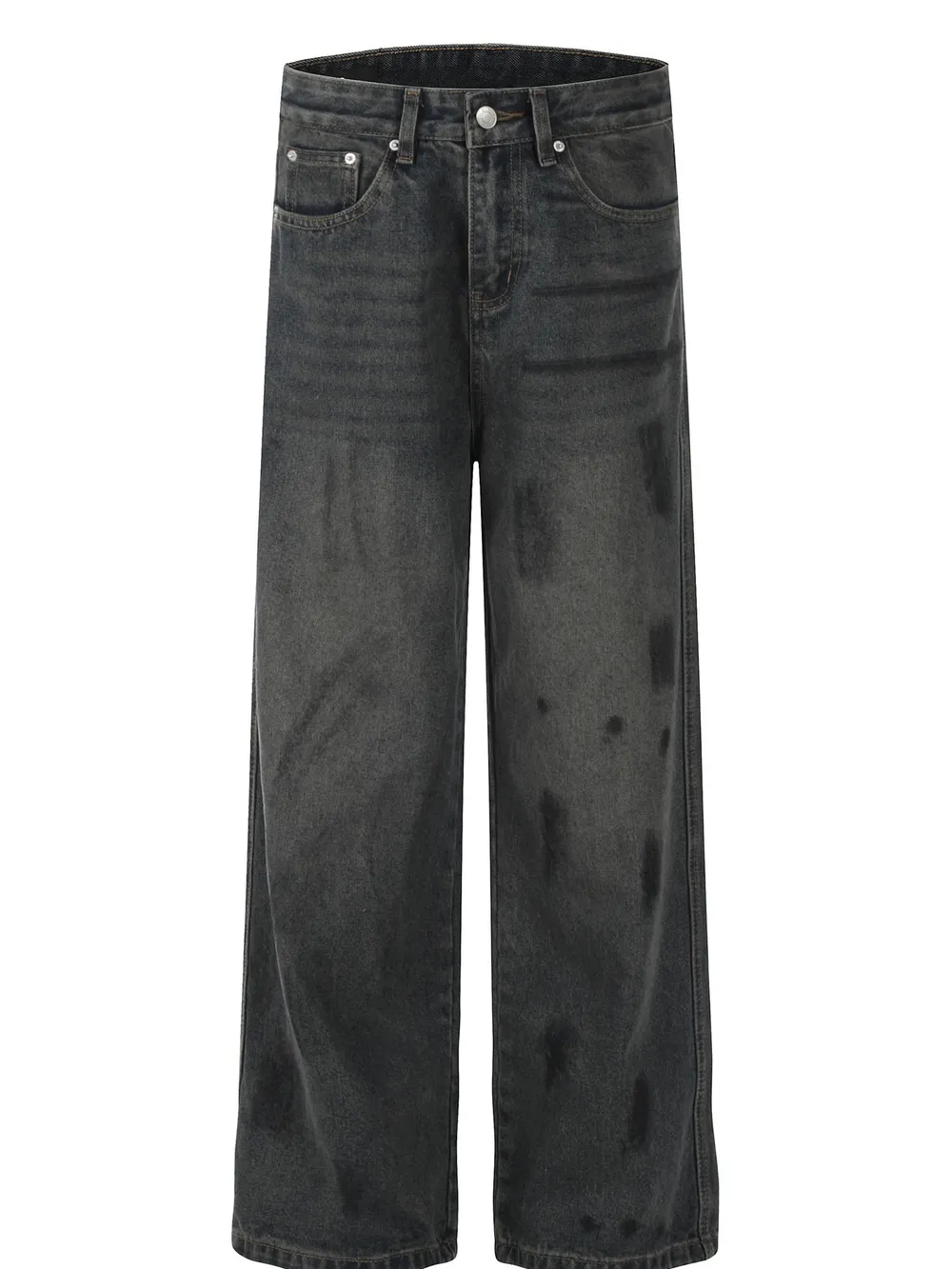 Men's High Waist Washed Jeans