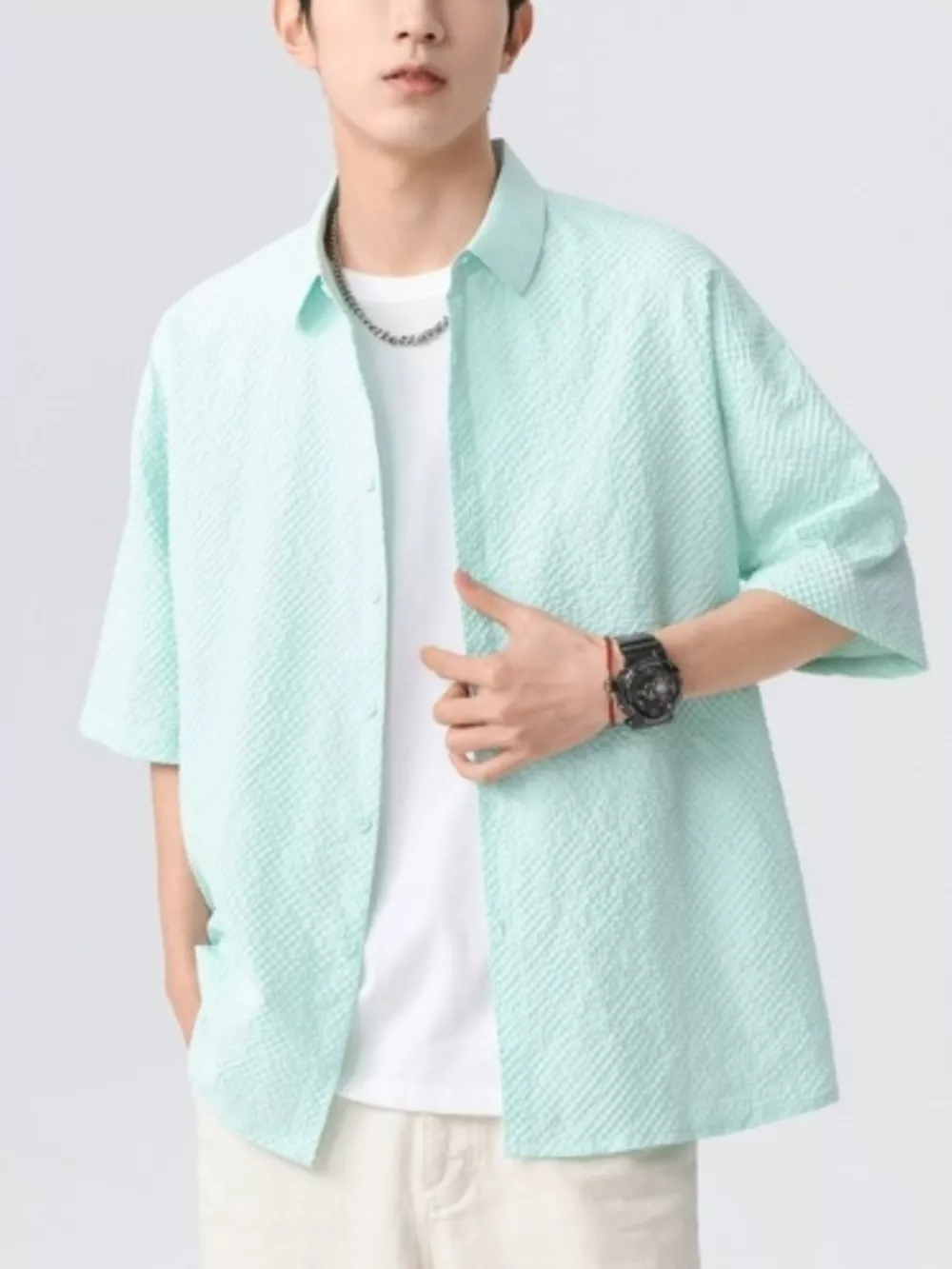 Men's Full Size Textured Short-Sleeve Shirt Plus Size, image 2
