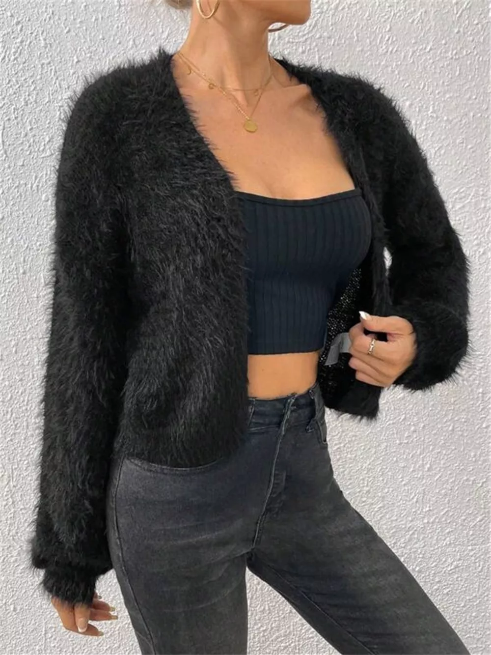 Open Front Long Sleeve Cardigan