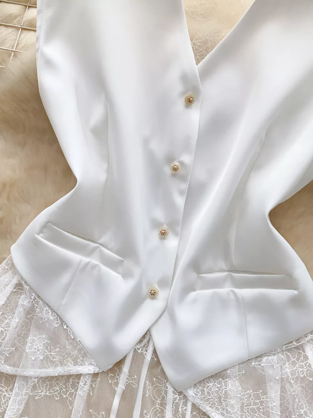 Lace Trimmed Button-Down Vest Coat, image 8