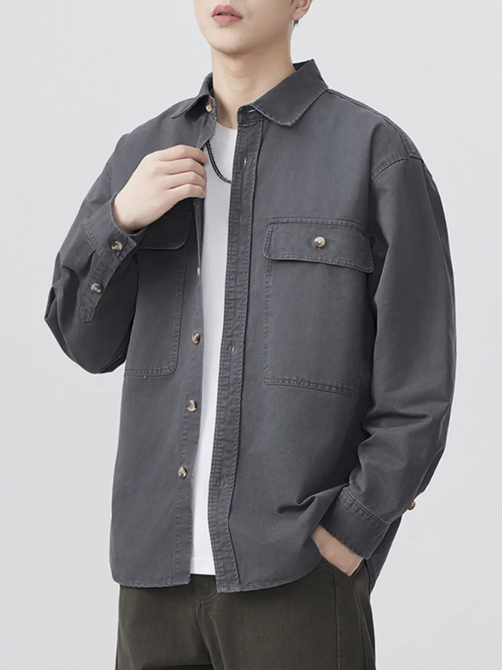 Men's Plus Size Button Up Long Sleeve Shirt, image 3