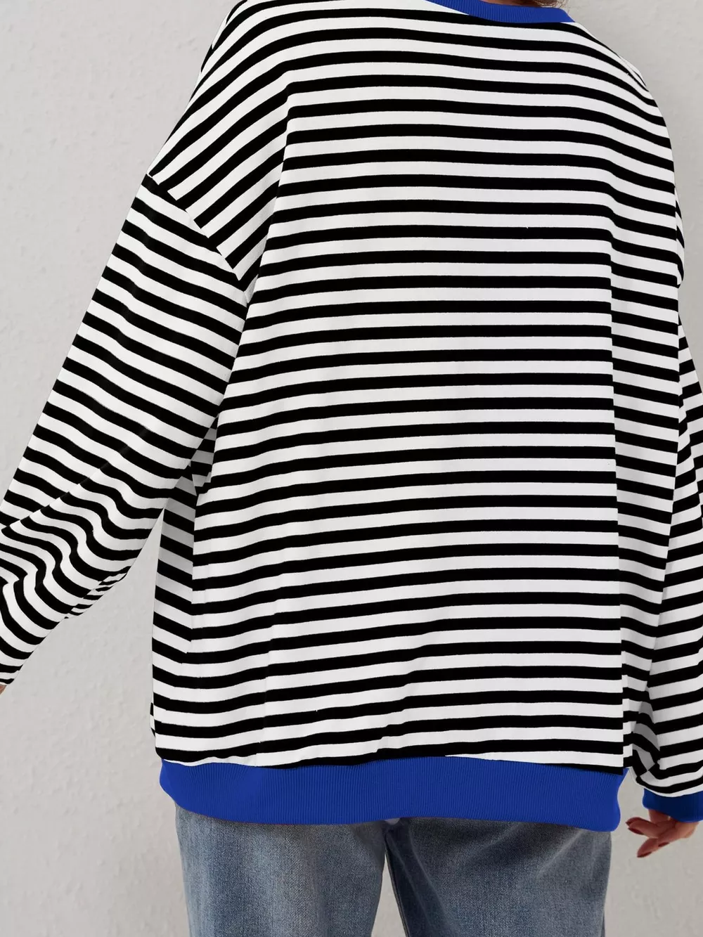 Striped Contrast Trim Oversized Sweatshirt, image 4