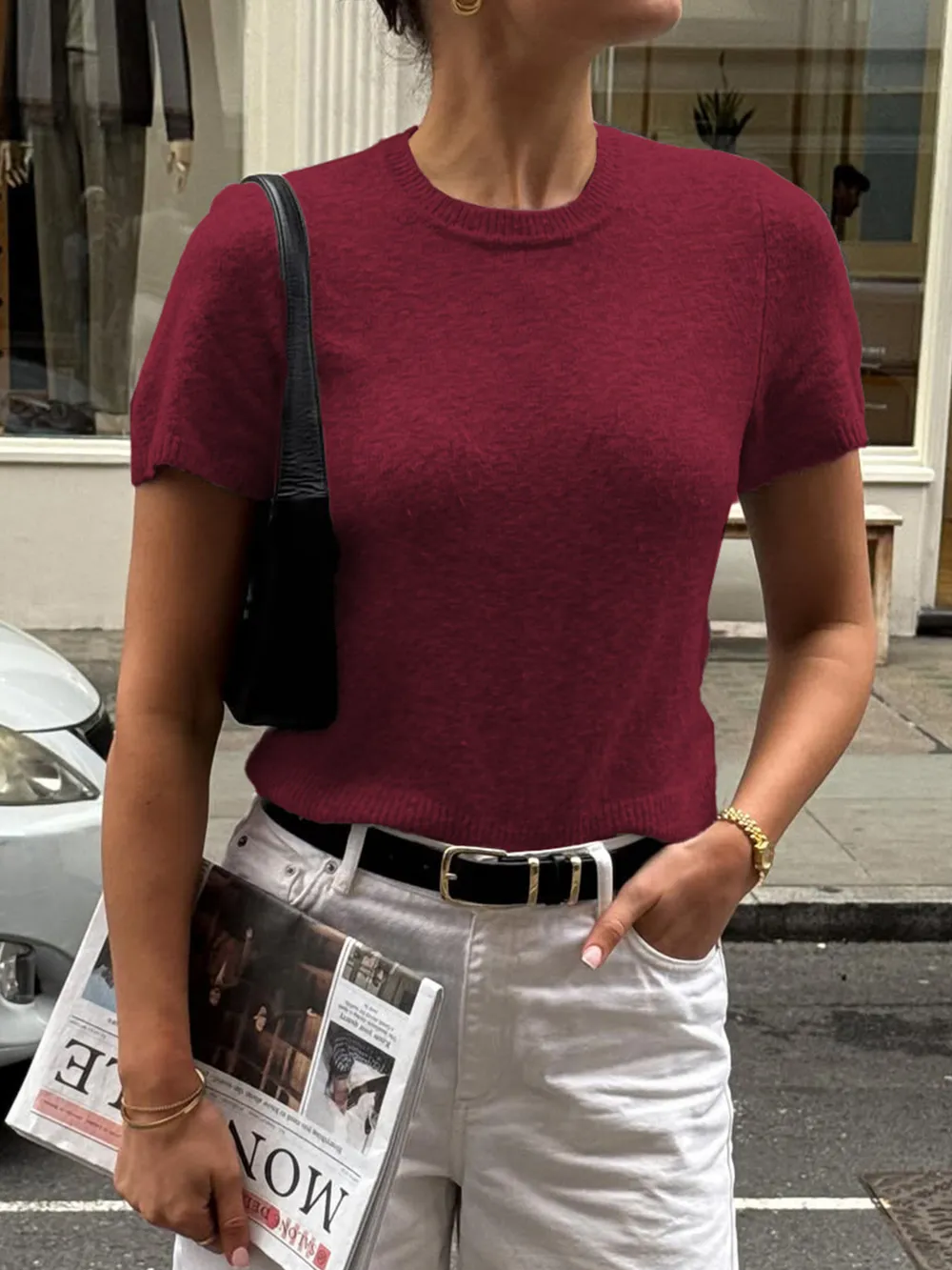 Round Neck Short Sleeve Sweater, image 7