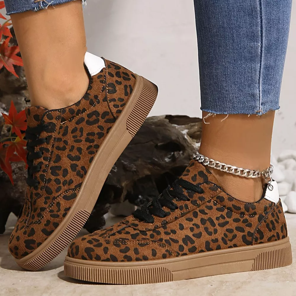 Leopard Lace Up Sneakers, image 2
