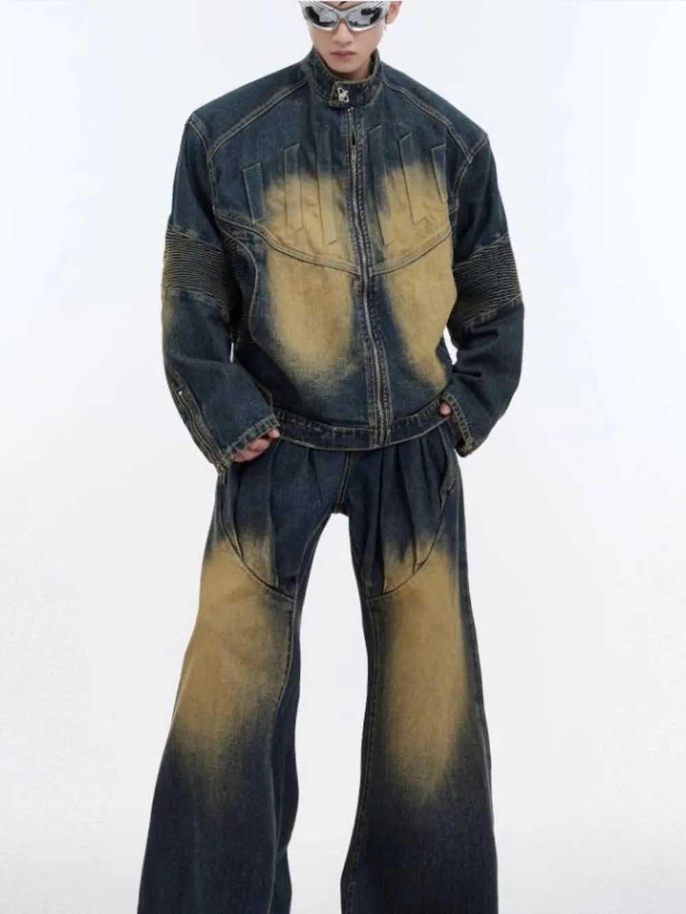 Men's Zip Up Long Sleeve Denim Jacket, image 9