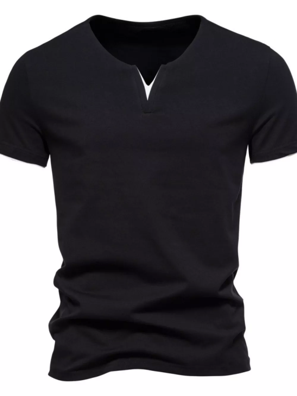 Men's Plus Size Slim Fit Notched Casual T-Shirt, image 9