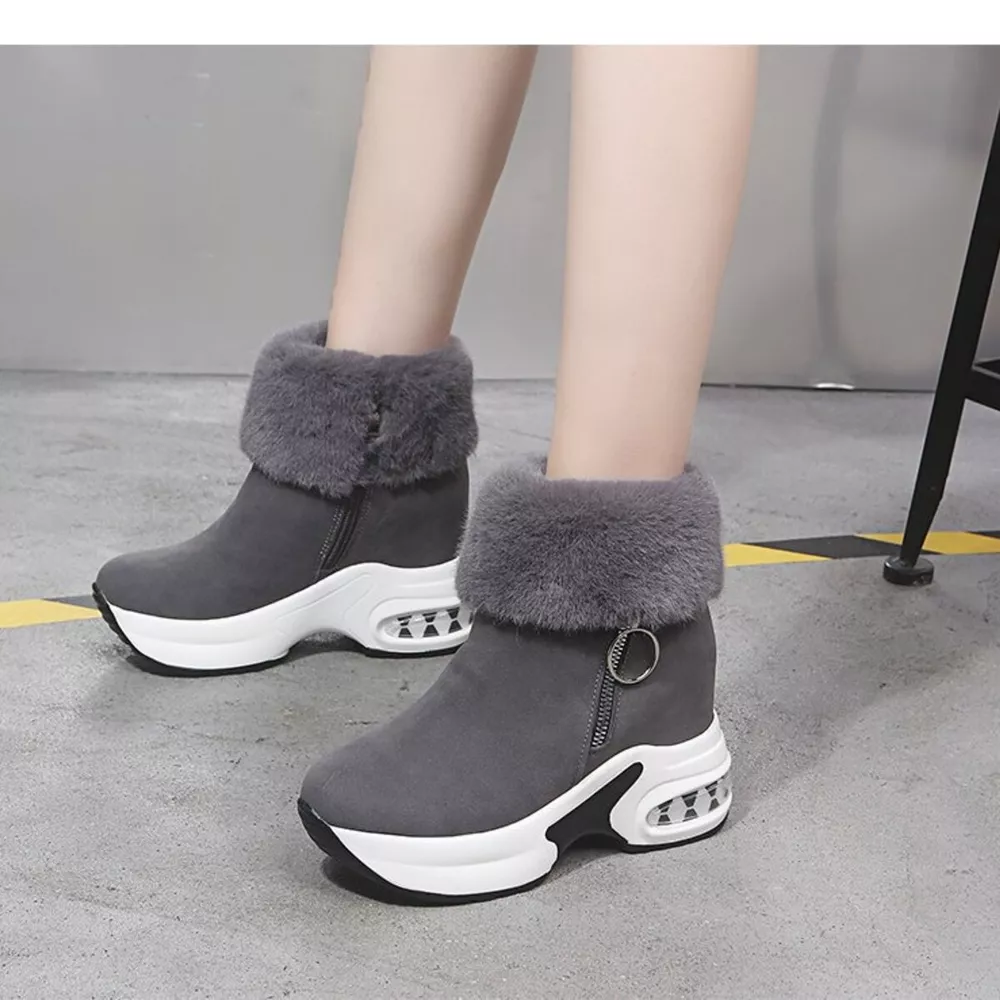 Fuzzy Side Zipper Platform Ankle Boots, image 22