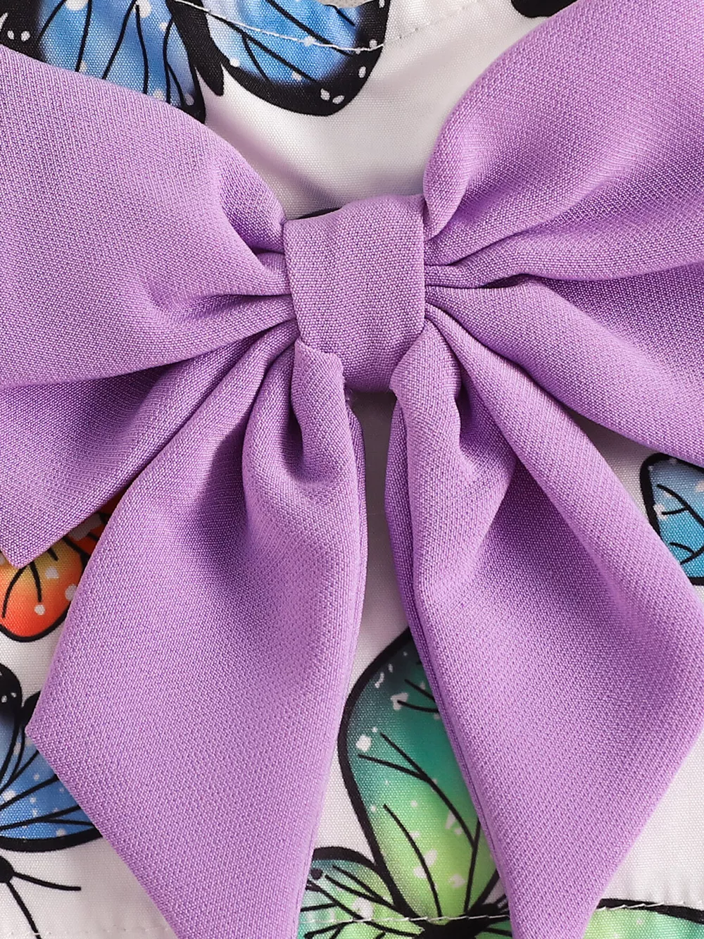 Children's Butterfly Print Bowknot Crop Top & Ruffle Shorts Set, image 4