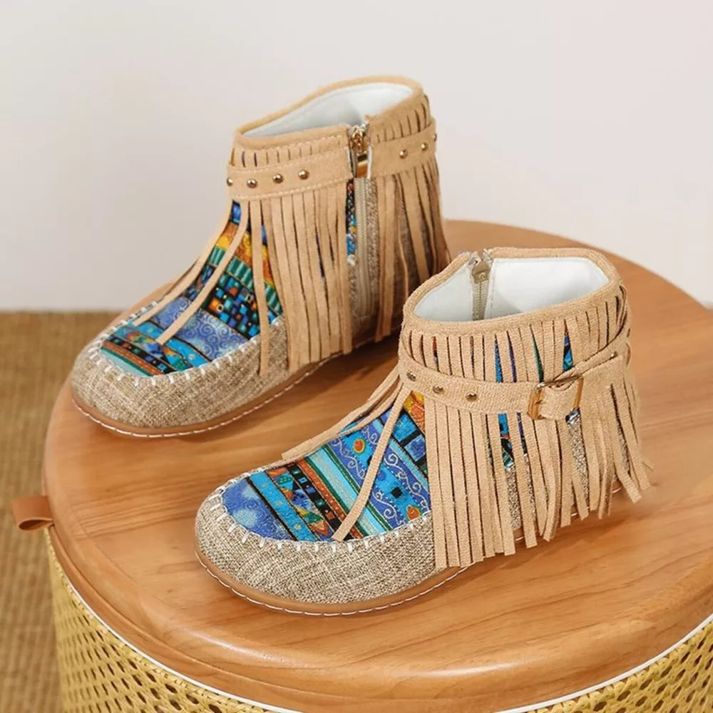 Fringe Side Zipper Ankle Boots, image 5