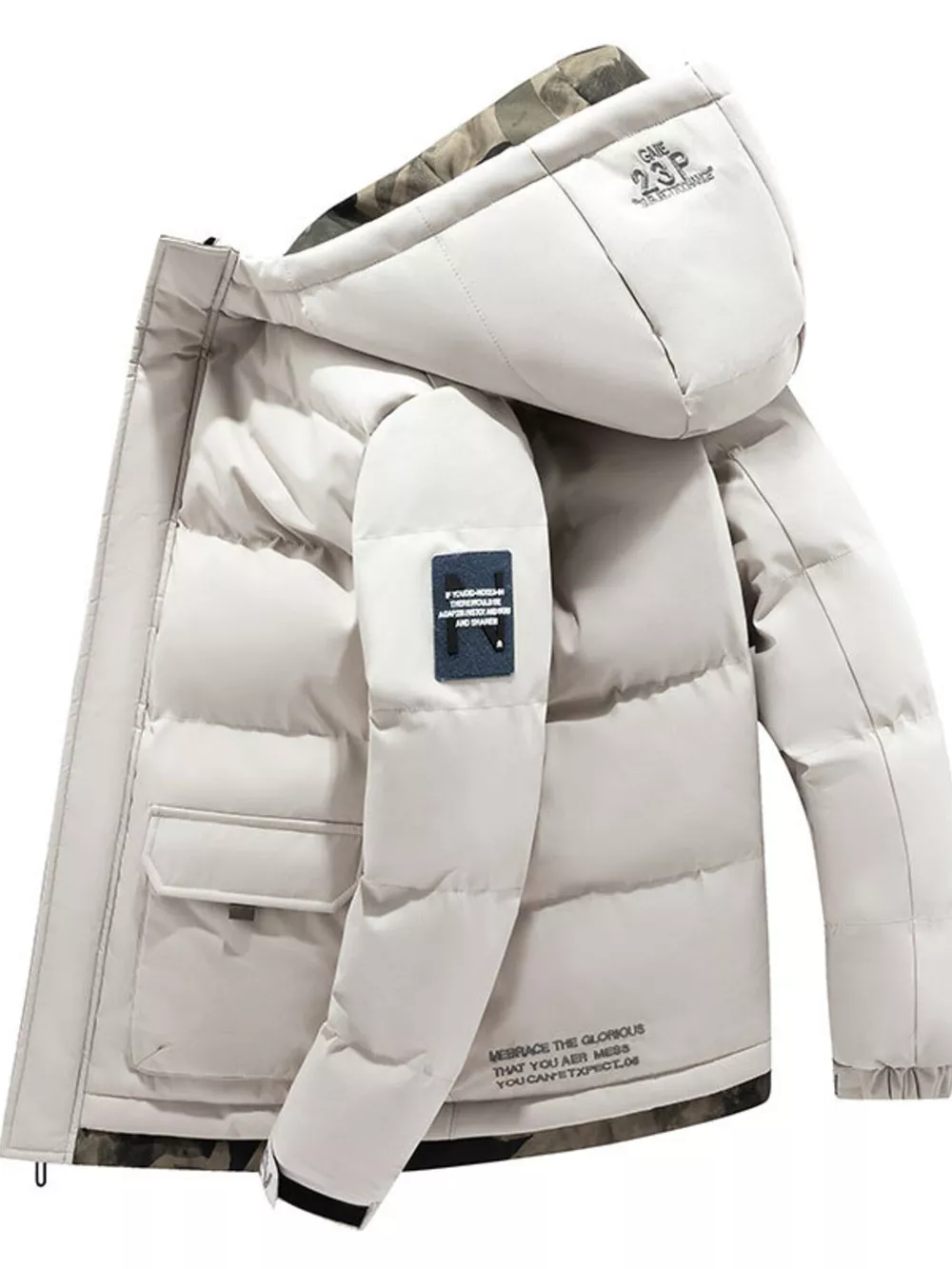 Men's Plus Size Hooded Padded Zip Up Coat