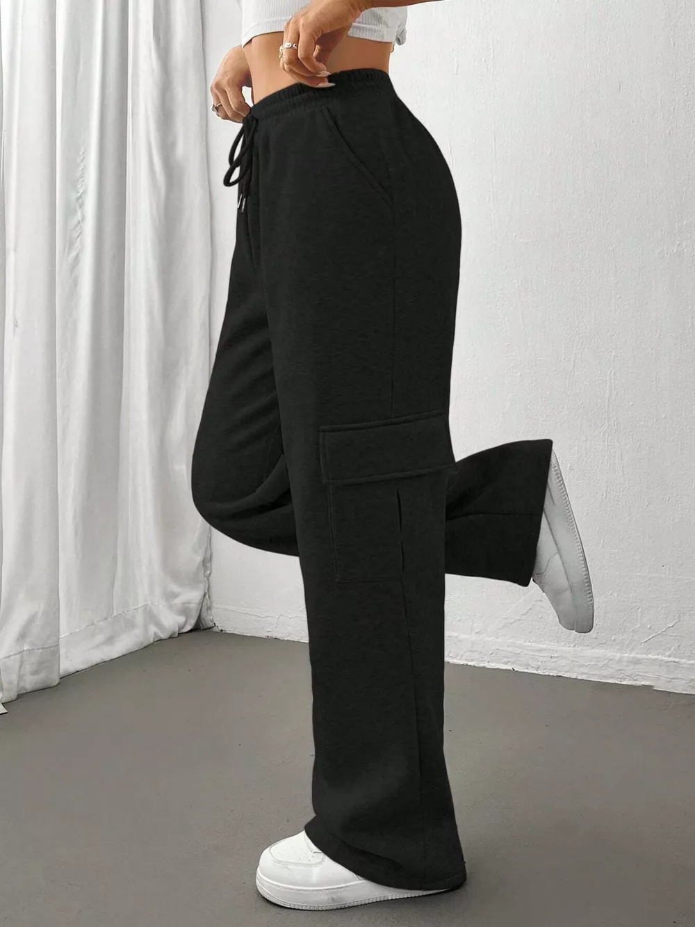 Relaxed Fit Pants with Drawstring Waist, image 3