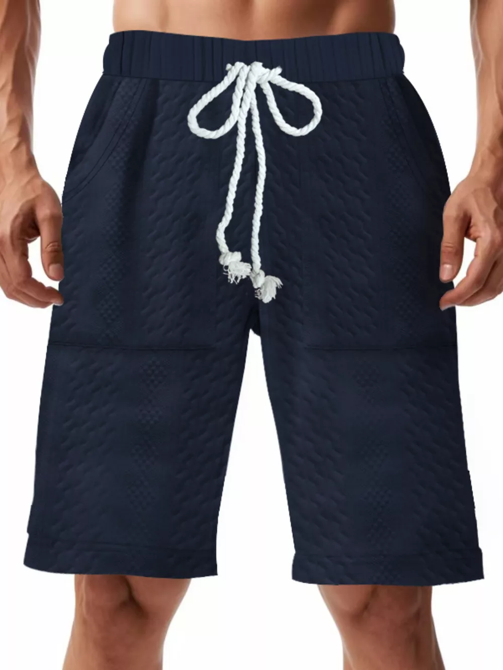 Men's Full Size Texture Drawstring Shorts Plus Size, image 13