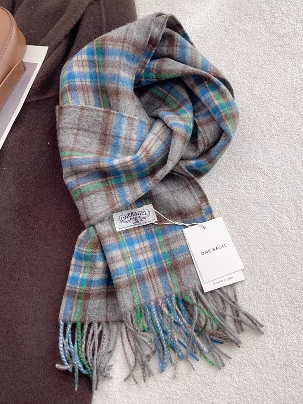 100% Wool Plaid Fringe Scarf, image 3