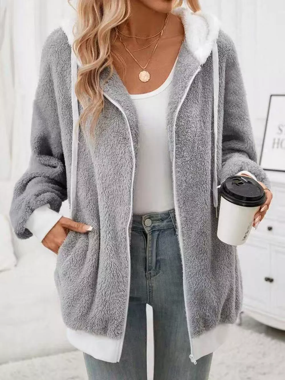 Cozy Fleece Zip-Up Outerwear, image 2