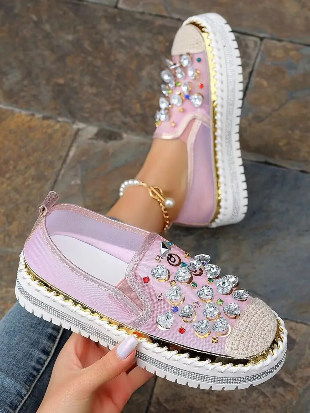 Rhinestone Platform Slip-Ons, image 8