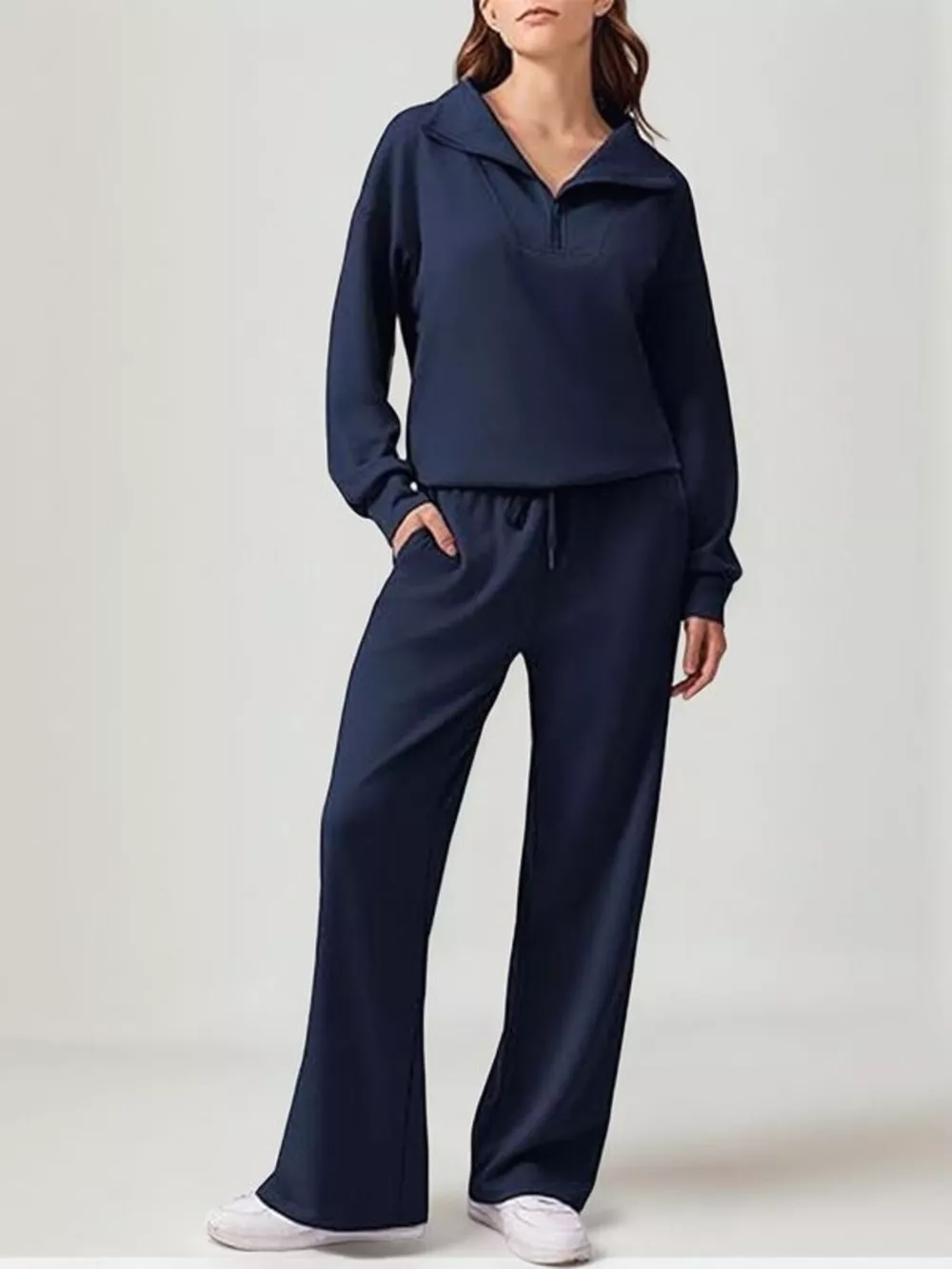 Relaxed Fit Quarter-Zip Top and Pants Set, image 16