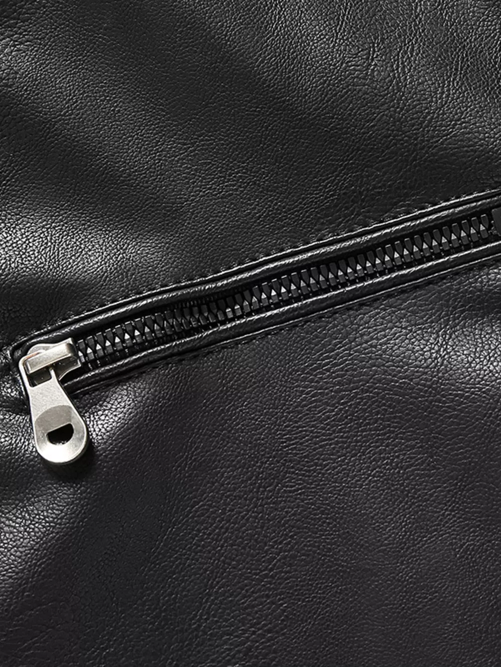 Men's Zip Up Long Sleeve Leather Jacket, image 9