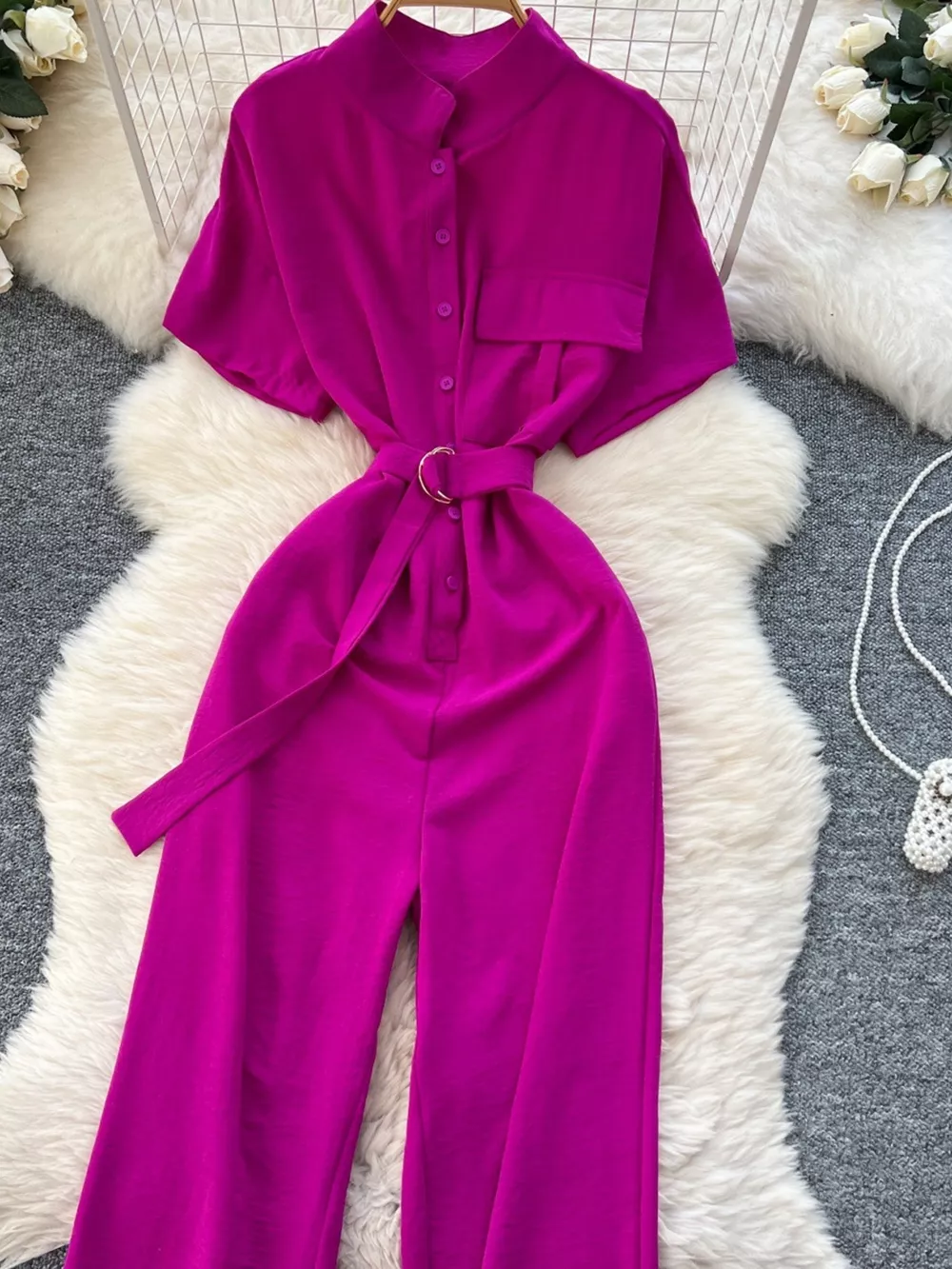 Button Front Wide Leg Jumpsuit, image 18