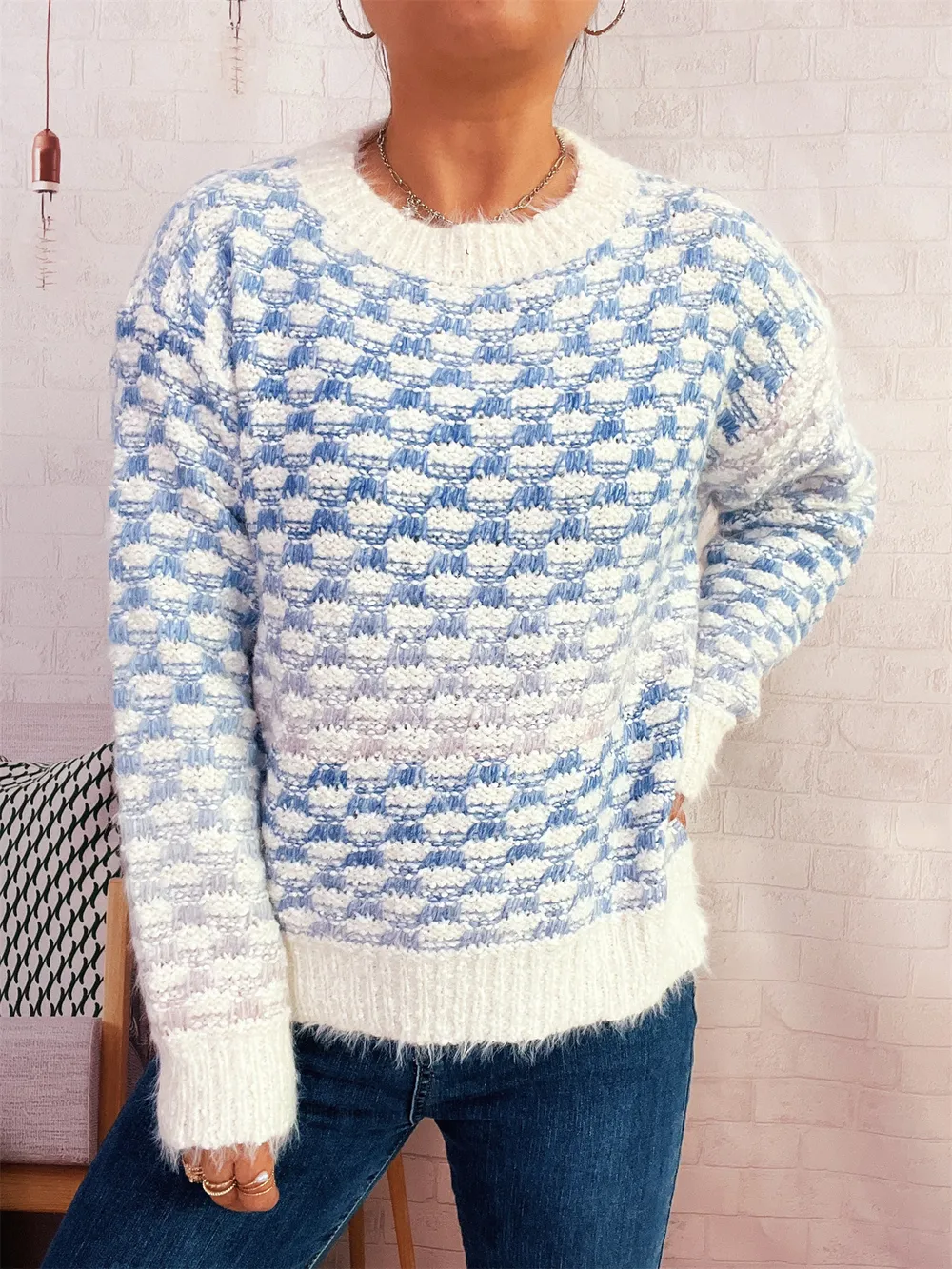 Rainbow Gradient Round Neck Sweater, image 7