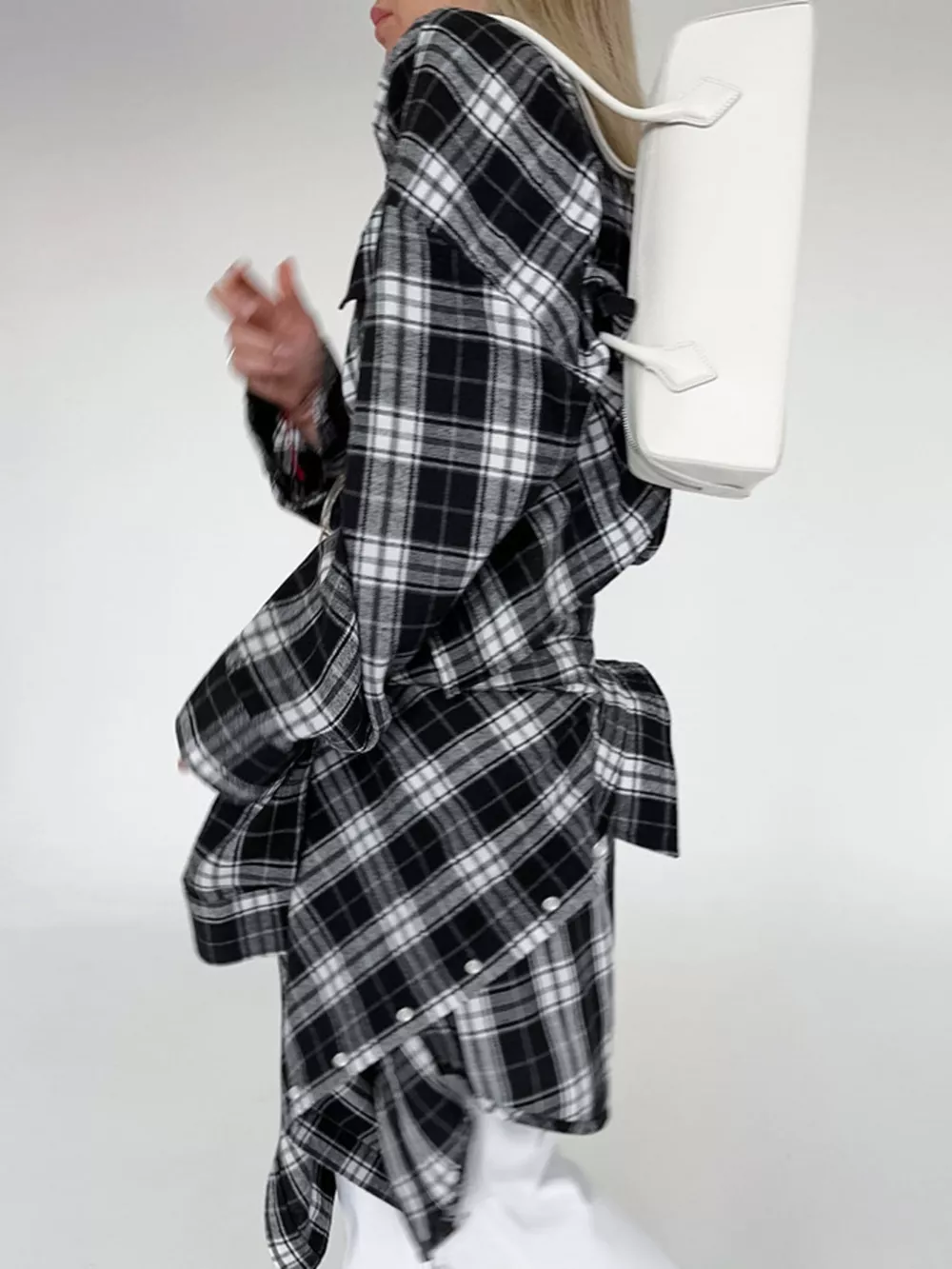 Oversized Plaid Button Up Shirt, image 3