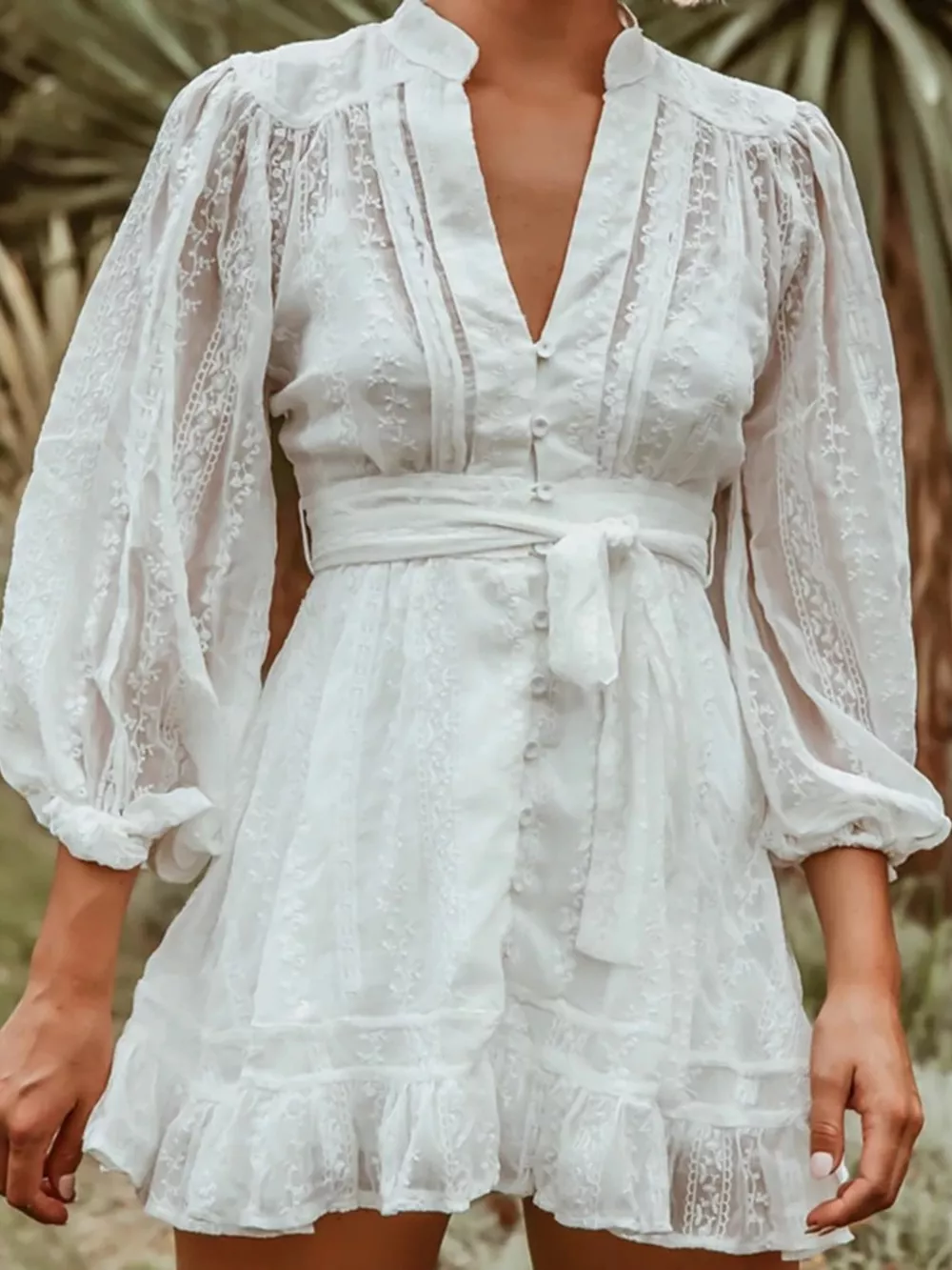 Full Size Ruffled Hem Tie Waist Long Sleeve Dress Plus Size, image 6