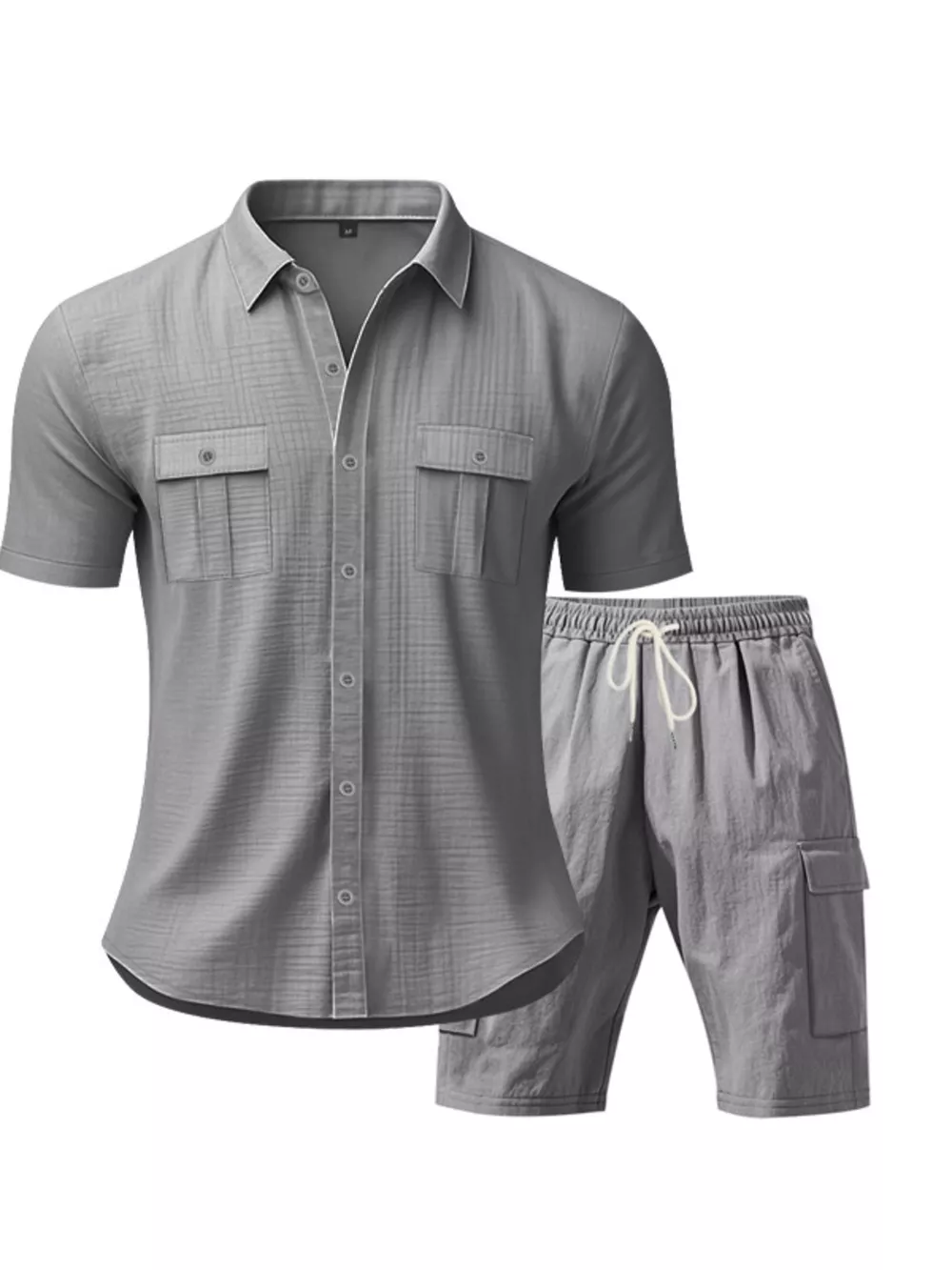 Men's Full Size Button Up Shirt and Shorts Set Plus Size, image 15