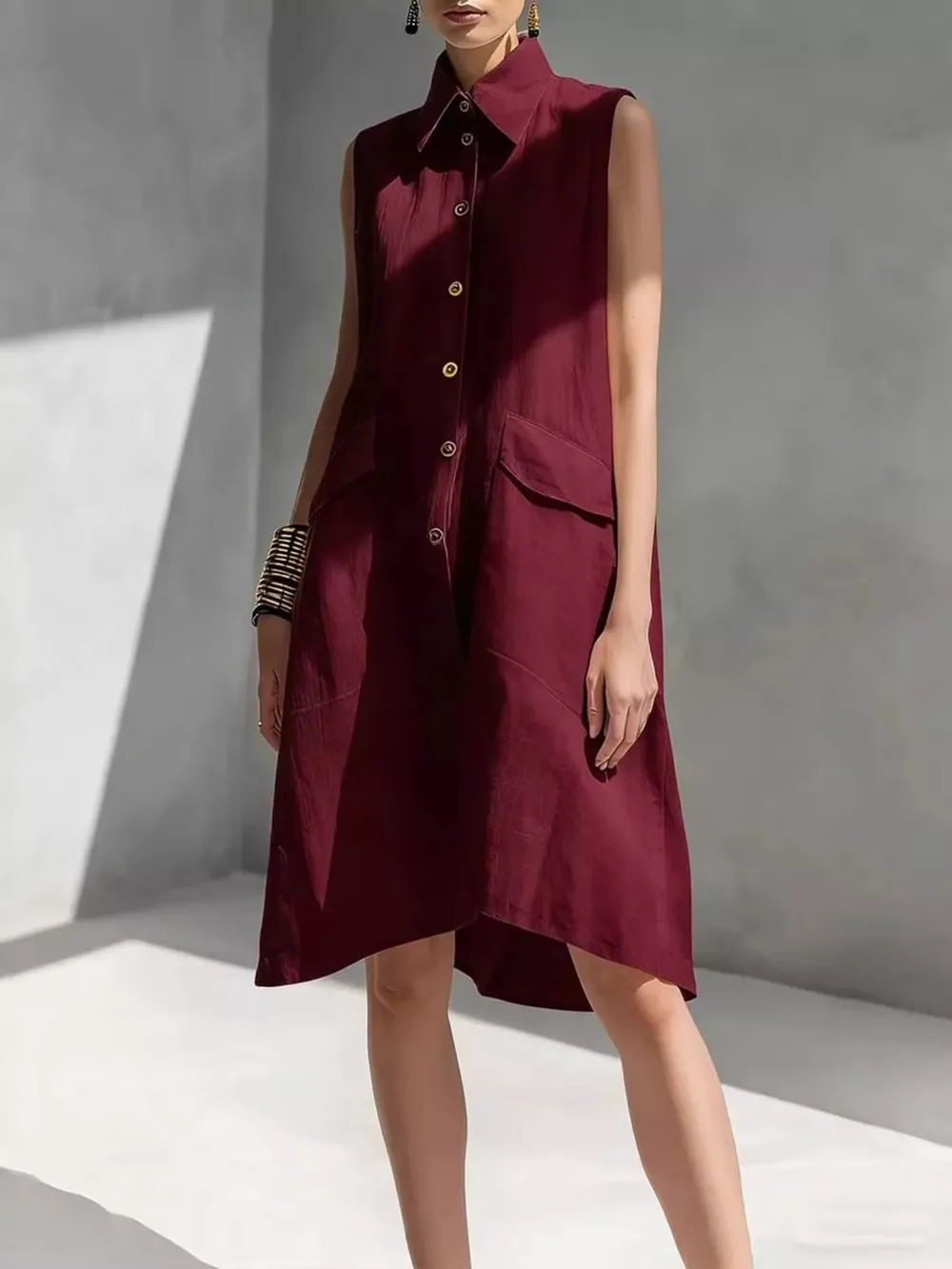 Full Size Button Front Sleeveless Dress Plus Size, image 7