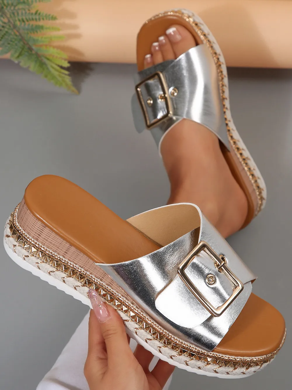 Buckle Espadrille Platform Sandals, image 8